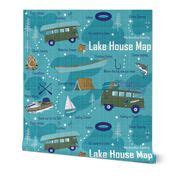 Lake House Map Wallpaper | Spoonflower
