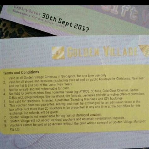 Golden Village Movie Gift Voucher and Concession Gift Voucher, Tickets & Vouchers, Vouchers on ...