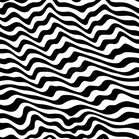 Curved Lines Seamless Pattern. Vector Black and White Ripple Surface Texture Stock Vector ...