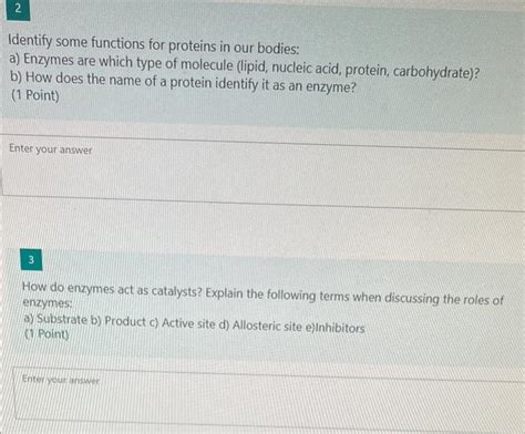 Solved 2 Identify some functions for proteins in our bodies: | Chegg.com