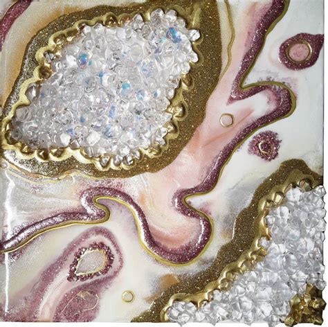 Dimond Pink Rose Geode Art, Marble Art. Geode wall art, Resin art, Resin painting. Original ...