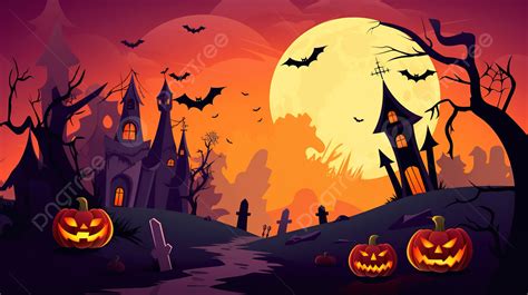 Spooky Halloween Scene Full Of Bats On A Moonlit Night Background, Cartoon Halloween Pictures ...