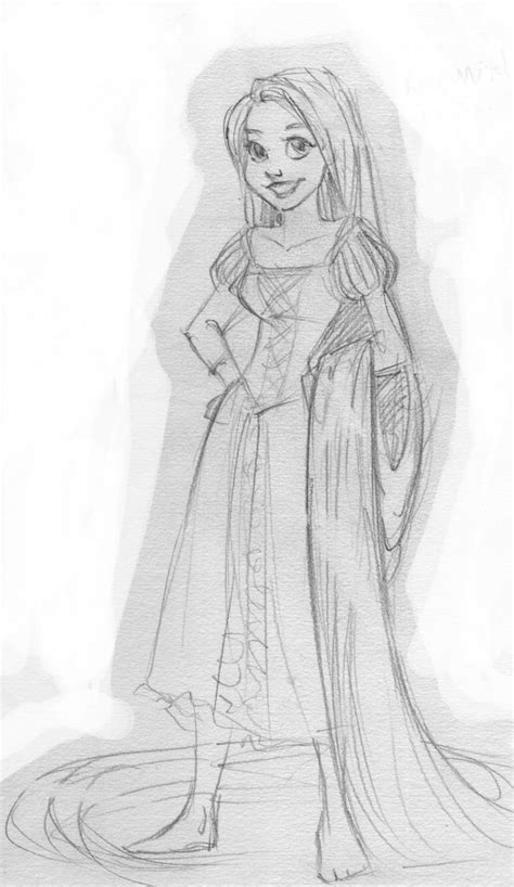 a drawing of a woman in a dress with long hair and a cloak on her head