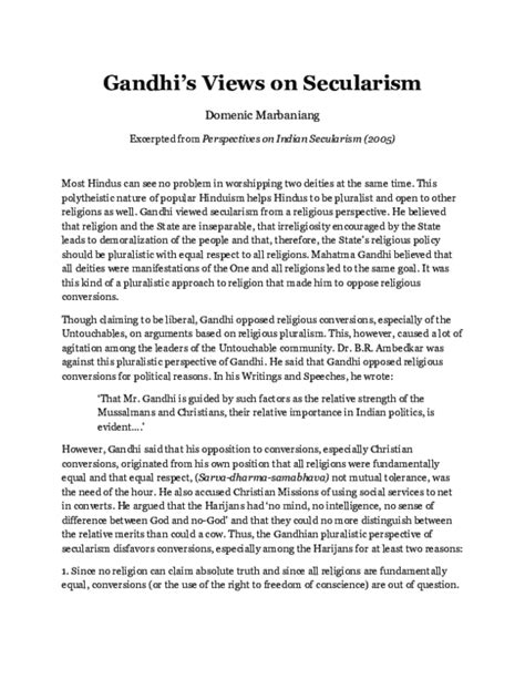 (PDF) Gandhi’s Views on Secularism | Domenic Marbaniang - Academia.edu