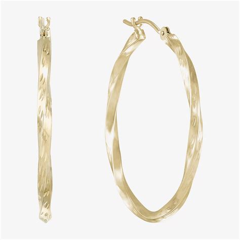 Diamond-Cut Round Twist Hoop Earrings 10K Gold-JCPenney