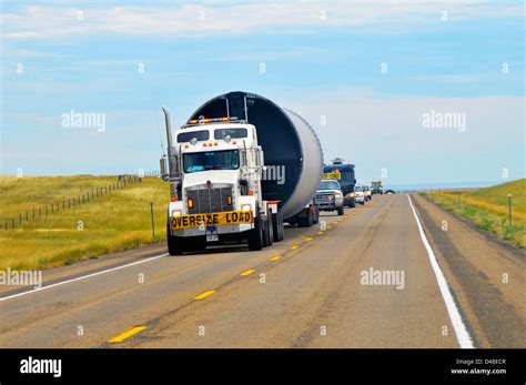 Truck with Oversize Load US Route 2 Montana Stock Photo - Alamy