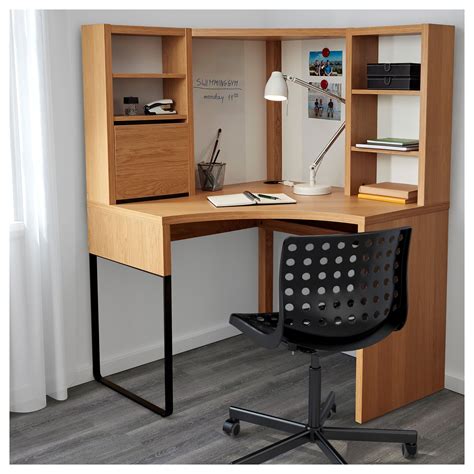 MICKE oak effect, Corner workstation, 100x141 cm - IKEA | Corner workstation, Home office ...