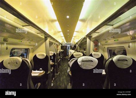 The interior of First Class aboard a Virgin Trains Class 390 Pendolino Stock Photo - Alamy