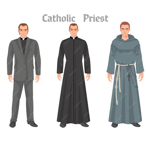 Premium Vector | Catholic priest in robes flat illustration