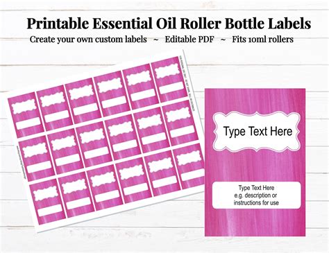 Printable Essential Oil Labels (Editable PDF) | Fits 10ml roller ...