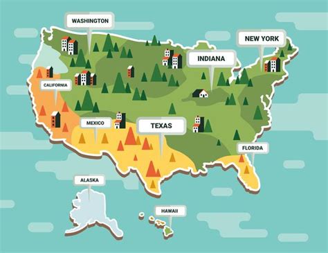 United States Landmark Map Vector 226675 Vector Art at Vecteezy