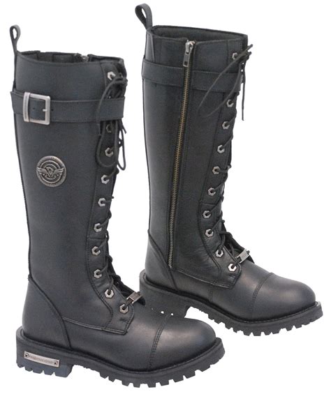 Women's Tall Milwaukee Lace Up Combat Riding Boots with inside Zipper # ...