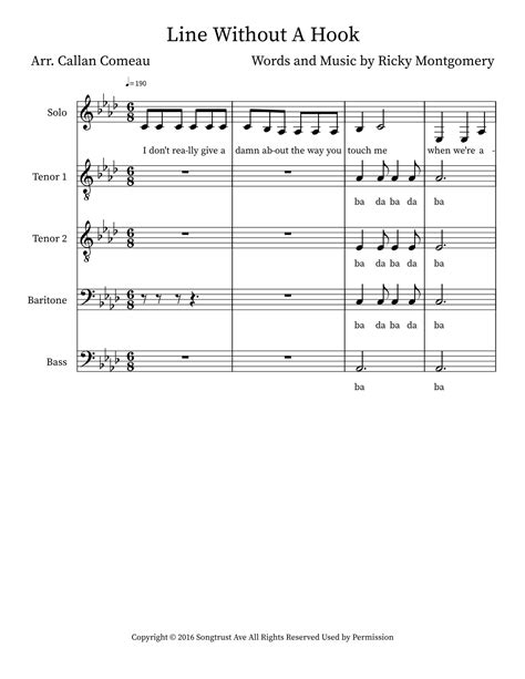 Line Without A Hook (arr. Callan Comeau) Sheet Music | Ricky Montgomery | TTBB Choir