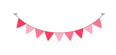 Valentine's Day triangle pennant banner bunting vector illustration ...