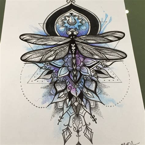 amazing dragonfly skizze - mandala and watercolor combination - at ...