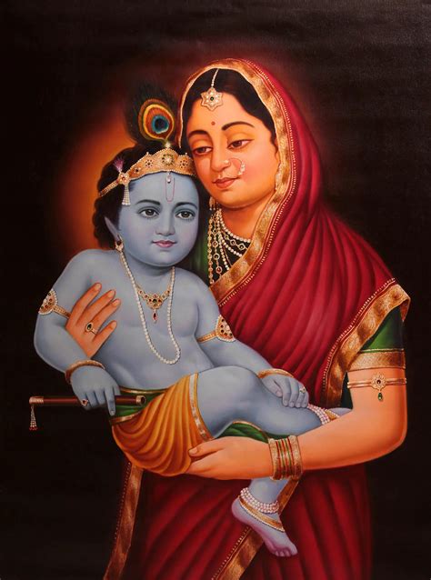 Baby Krishna in the Lap of Mother Yashoda | Exotic India Art