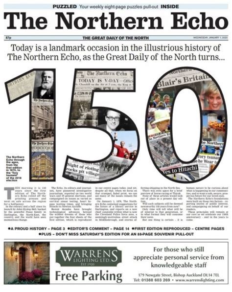 Northern Echo welcomes New Year with 150th anniversary edition ...