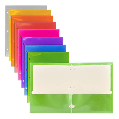 BAZIC 2 Pockets Paper Folder, Metallic Laminated Portfolio 3 Hole ...