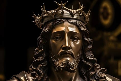 Premium Photo | A statue of jesus with a crown on it