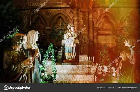 Nativity manger scene in Notre-Dame Cathedral – Stock Editorial Photo ...