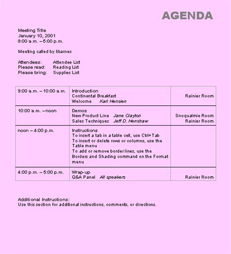 Download Ms Office Agenda wizard Conference Meeting Agenda and Book Templates