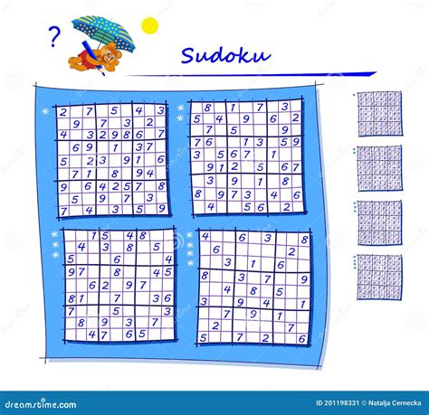 Set of Sudoku Puzzles. Different Levels. Logic Game for Children and ...