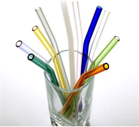 Reusable Glass Drinking Straws Wholesale Bent Glass Straws Multi color