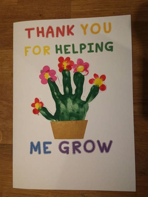 Preschool Nursery Thank You Card Art Finger Painting | Teachers day card, Teacher appreciation ...