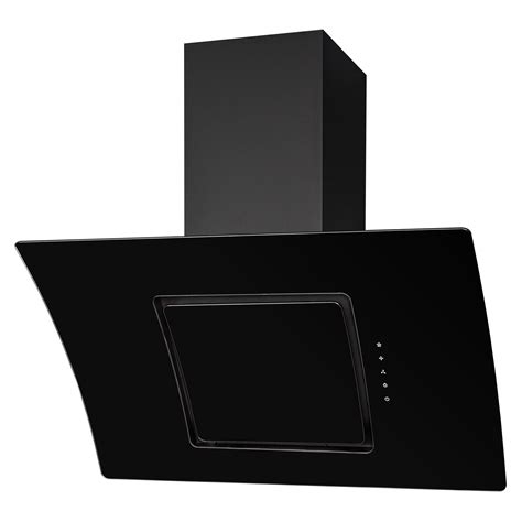 SIA 90cm Black Touch Control Angled Curved Glass Cooker Hood And Charcoal Filter