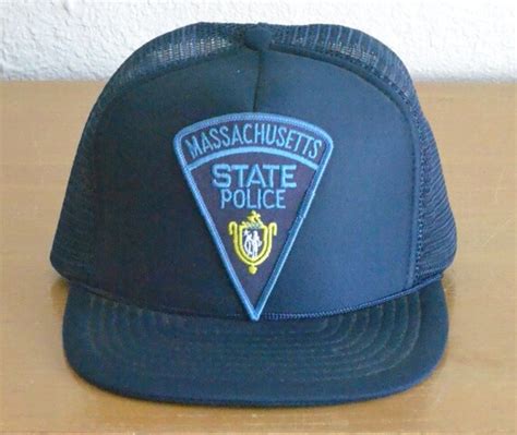 Vintage Massachusetts State Police Patched Trucker Hat - Gem