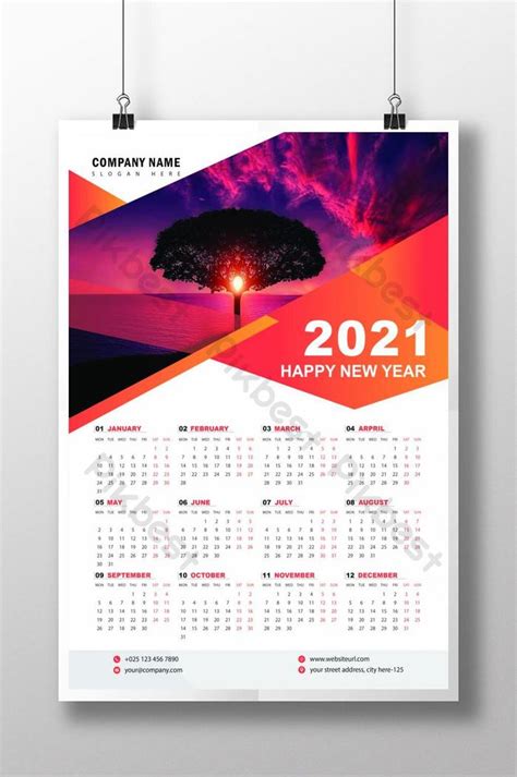 Wall Calendar 2021 Design Template | EPS Free Download - Pikbest