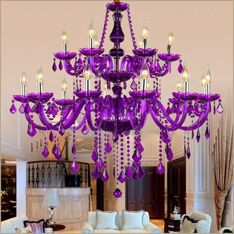 European Style Crystal Chandelier Purple Pendant Light Bedroom Living Room HQJ 90886 Pendant ...