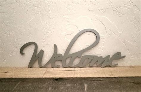 Welcome Sign Cursive Welcome Word Metal Wall Art Cutout | Etsy | Metal ...