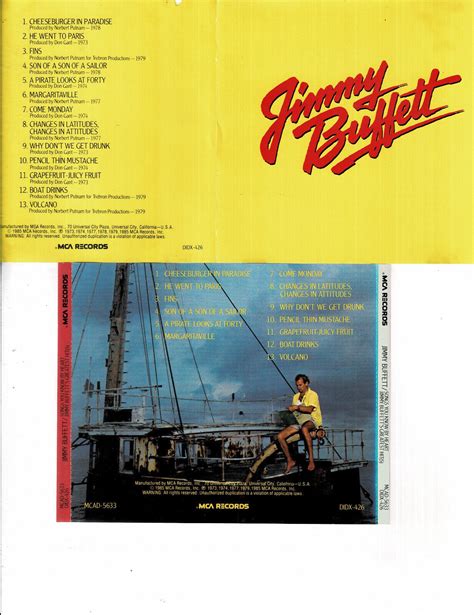 JIMMY BUFFETT -SONGS YOU KNOW BY HEART: GREATEST HITS (CD 1985) *13 ...