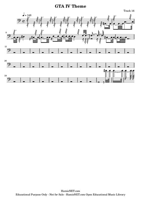 GTA IV Theme Sheet Music - GTA IV Theme Score • HamieNET.com