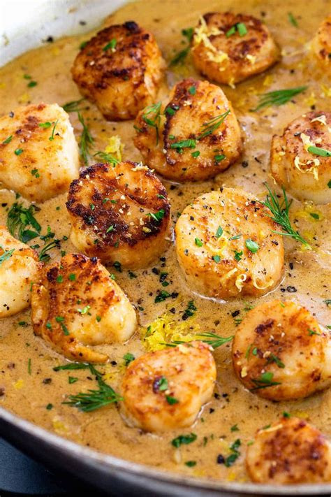 Pan Seared Scallops with Lemon Garlic Sauce - FoodVox.com