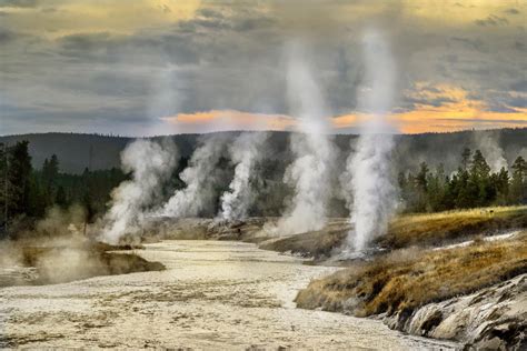 Geothermal fumaroles near Old Faithful area, Yellowstone National Park ...