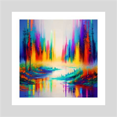 Synesthetic Nature Escape - Vibrant Water and Forest Color Landscape, an art print by ElLocoMus ...