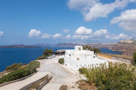 Restaurant on the Edge of Cliff. Santorini, Greece Editorial Stock Photo - Image of environment ...