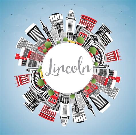 Premium Vector | Lincoln nebraska city skyline with color buildings ...