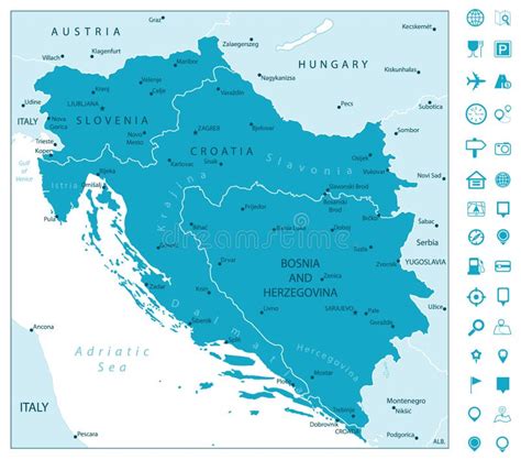 Map of the Western Balkans Vintage Colors Stock Vector - Illustration ...