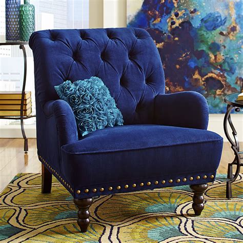 Navy Blue Accent Chair With Ottoman - DebraBettis