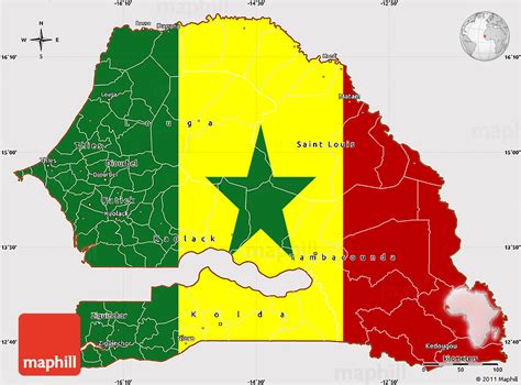 Flag Simple Map of Senegal