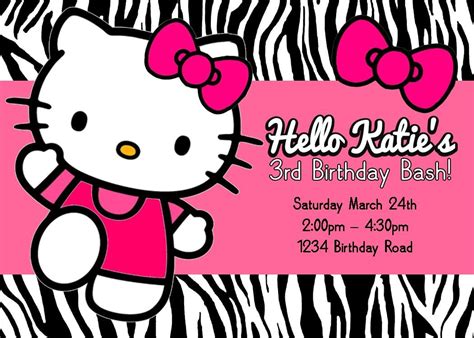 Blank Hello Kitty Birthday Invitations