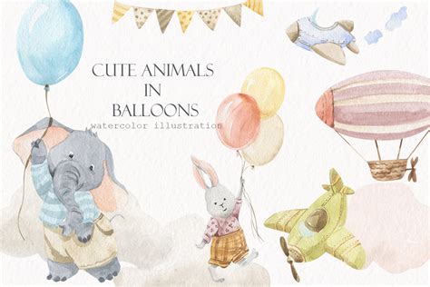 Cute Animals with Balloons Graphic by laffresco04 · Creative Fabrica