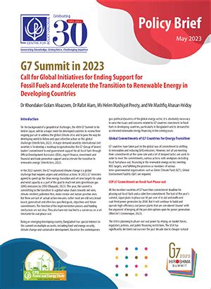 G7 Summit in 2023 - Call for Global Initiatives for Ending Support for Fossil Fuels and ...