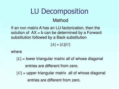 PPT - LU Decomposition PowerPoint Presentation, free download - ID:5877366