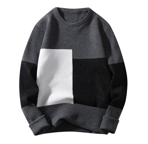 Male Autumn And Winter Wool Sweater Round Neck Pullover Bottoming Shirt Color Matching All ...