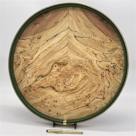 Large Round Ottoman Tray - Spalted/Green - DAMA Designs