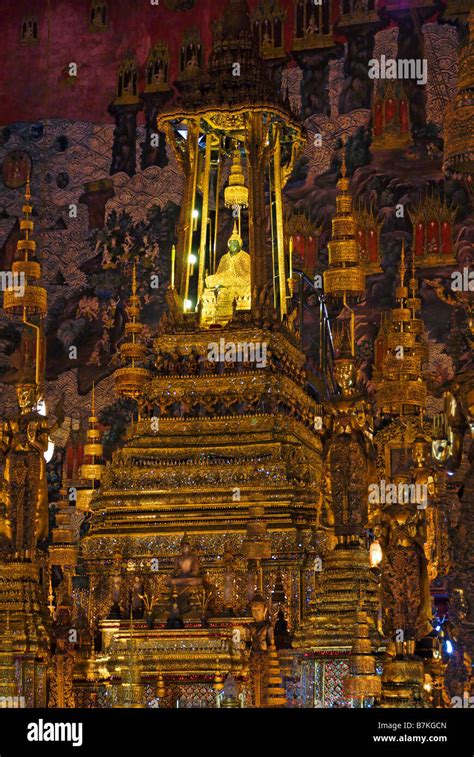 The Emerald Buddha inside Ubosot temple - Wat Phra Kaew and the Grand Palace in central Bangkok ...